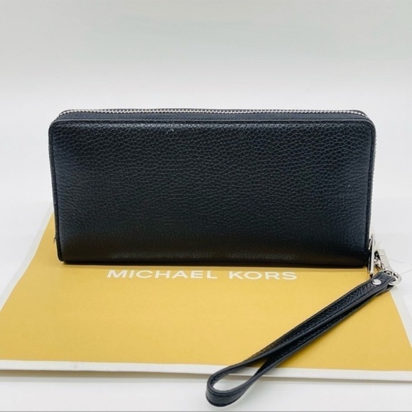 Michael Kors Large Continental Wallet Wristlet Leather Black - Picture 6 of 7